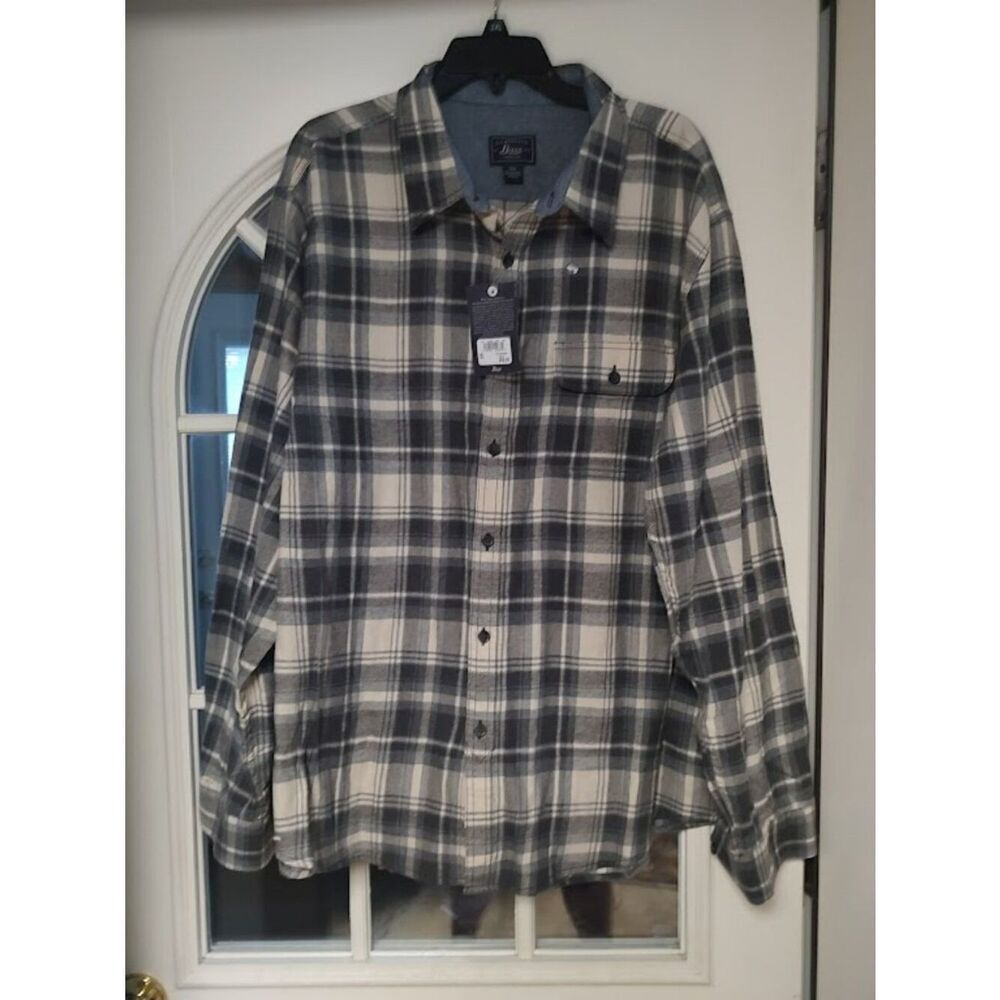New G.H. Bass Gray Plaid Flannel Shirt Size Men's XXL